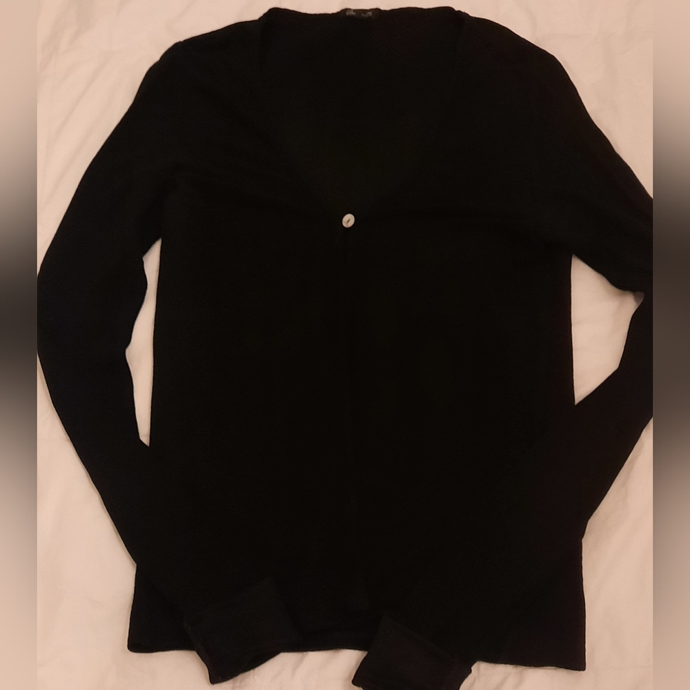 Black Crepe Material Sweater, Size Md, Long Sleeve, Arden B Label